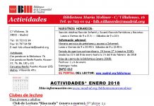 Actividades Enero 2018 en la Biblioteca María Moliner