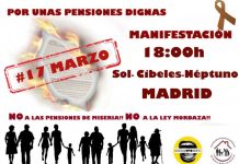 El 17 de Marzo manifestación por unas pensiones dignas