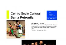 Programa de actividades Centro Sociocultural Santa Petronila. Marzo 2019