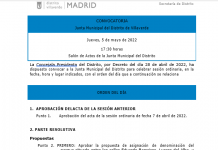 Pleno de la Junta Municipal de Villaverde del mes de Mayo de 2022